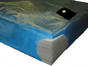 Waterbed mattress fiber layers